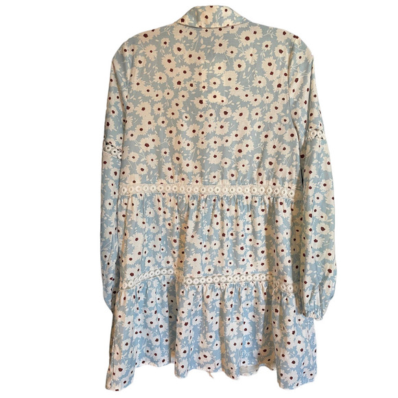 NWT In the Style Womens Floral Button-Up Shirtdress Long Sleeve Size 8 Blue - Picture 2 of 6